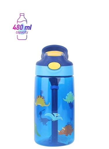 Drinking Bottle, Kids Water Bottle with Flip Straw, Flexible Carry Handle and Easy Push Button, BPA-free, Very Suitable for School And Sports Children's Water Bottle(Blue)