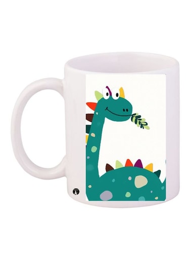 Cartoon Dinosaur Printed Coffee Mug White/Green/Yellow