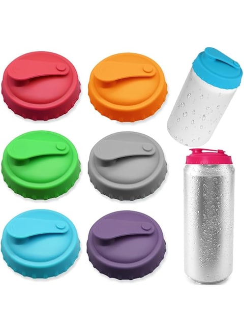 6 Pack Silicone Can Lids,Reusable Silicone Soda Can Lids, for Soda Coke Pop Energy Drink Juice Beverage, for 2.1In Standard Cans Top