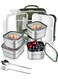Stainless Steel Lunch Box for Kids Adults,Insulated Bento Lunch Box with Tableware &amp; Bag,1000ML 5 Compartment Divided Lunch Containers with Lids