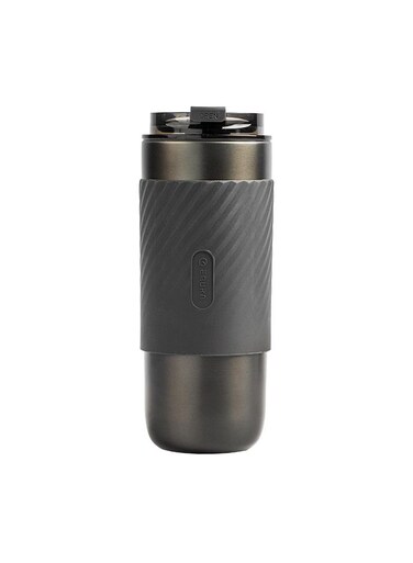 Coffee Mug with Built in Filter and Straw-Grey