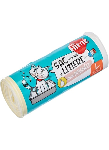 Aim&eacute; Cat Litter Waste Bag, 8 Count, White, Unscented, Disposable, 0.16 kg, 5.8 x 15 x 5.8 cm