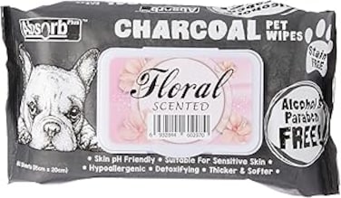 Absolute Holistic Absorb Plus Charcoal Pet Wipes Floral 80 Sheets