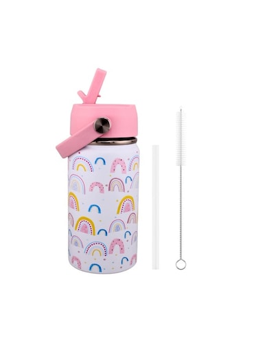 Kids Insulated Water Bottle with Straw &amp; Handle - 350ML BPA-FREE Stainless Steel Travel Tumbler Double Wall Vacuum Leak Proof Kids Cup Metal Thermos Flask for School Boys Girls -Unicorn