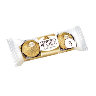 Ferrero Rocher Fine Crunchy Hazelnuts dipped in Smooth Milk Chocolate, Individually Wrapped in Elegant Gold Foil Wrapper, 3 Piece Pack, 37.5g