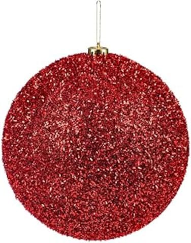 YATAI Sparkling Holiday Baubles, Christmas Tree Balls with String, Durable, Long-Lasting &amp; Reusable Hanging Christmas Ball, Decorative Pendants Ball for Xmas Tree &amp; Festive Decor (Red, 15cm)