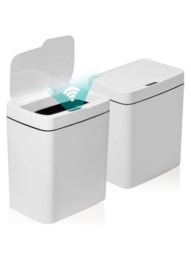 ORCHID M&reg; 18L Smart Touchless Sensor Trash Can, Set of 18L Automatic Garbage Can with Lid for Kitchen, Bathroom, Slim Design, Odor Control Pet-Proof, Small Motion Trashcan (White)