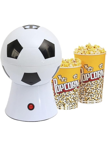 LZFuiop Popcorn Maker Household Football Model Retro Hot Air Popcorn Popper 1200W Machine Easy To Clean Movie Night &amp; Various Gatherings