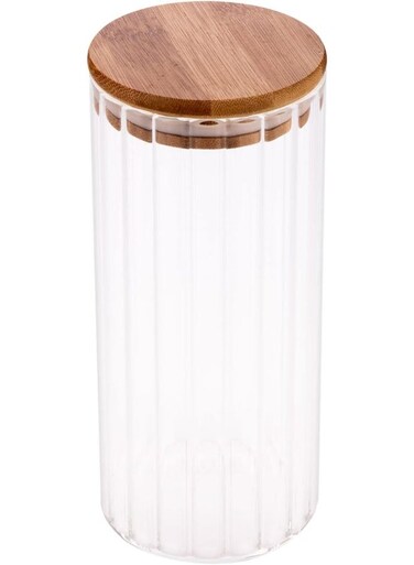 Glass Jar W/Bamboo Lid 8Cm X 8Cm X 19Cm Transparent