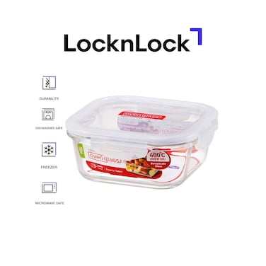 LocknLock 750ml Oven Glass Square Container &ndash; Durable, Microwave Safe Food Storage Solution