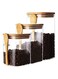 Glass Storage Jar with Bamboo Lids and bamboo Spoon,Set of 3 Airtight Food Jars Kitchen Food Storage Containers with Scoop For Serving Tea, Coffee, Flour, Sugar, Candy, Cookie, Spice