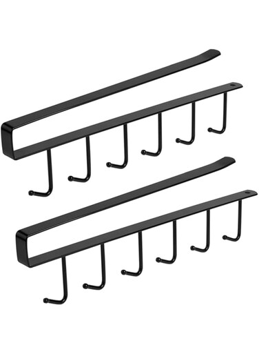 eWINNER 6Hooks Multi-Function Coffee Mug Holder Under Cabinet Hanging Closet Organizer Kitchen Storage Rack Hooks for Cup/Mug/Cabinet/Kitchen utensils (2pack)