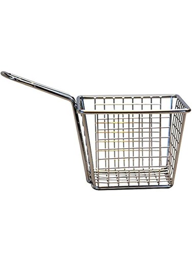 Restaurantware RWM0008 Waffle Grid Mini Fryer Basket Stainless Steel Small 1 count box