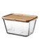 Food container with lid, rectangular glass/bamboo1.8 l