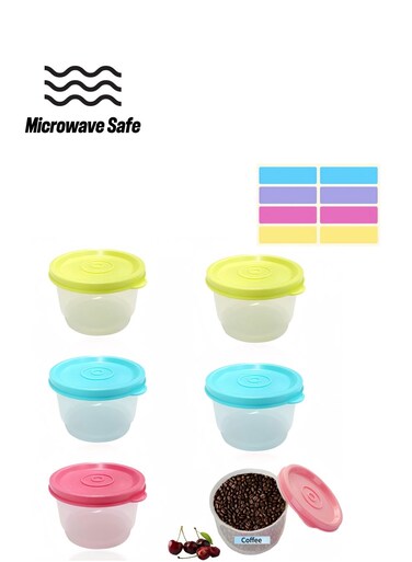 6 PCS Food Storage Containers with Lid, Salad jelly Ice cream spices Storage Container, Kitchen Leak-proof Food Container Set, Reusable, Suitable for Microwave and Freezer, Dishwasher Safe