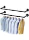 SPNOR Clothing Rack Wall Mount, 2 Pack Industrial Pipe Clothes Rack 91.5CM, Heavy Duty Iron Garment Rack Bar for Closet, Laundry Room, Multi Purpose Hanging Rod, Black