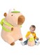 NALACAL Capybara Plush Kawaii Capybara Stuffed Aniamls with Green Tennis Backpack Capybara Toys Hugging Gifts Capybara Plushie Doll Pillow for Kids - 13.8Inch