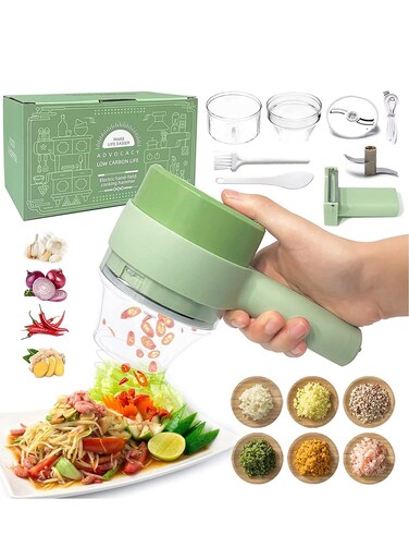 in 1 Handheld Electric Vegetable Cutter Set, Portable Mini Wireless Food Processor with Brush, Gatling Vegetable Cutter Electric Garlic Chopper for Garlic Pepper Chili Onion Celery Ginger Meat