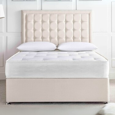 Lunar Glow Tufted Upholstered King Size Bed (180 X 200 CM) Beige Color