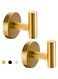 Vuzvuv 2 Pack Gold Towel Hook for Wall Modern Bathroom Kitchen Coat Robe Clothes Hook for Wall Holder Waterproof Brushed Gold SUS304 Stainless Steel Hooks