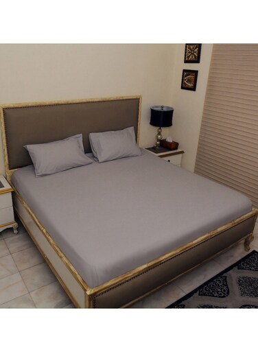 Design 3 Piece Hometex Design 100% King Size Printed Flat Sheet Set FERMANVILLE - 1 Flat Sheet (240x260 cm) + 2 Pillow Covers (50x80 cm)