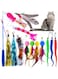 Pepisky 14PCS Cat Toy Set Cat Feather Toys Cat Toys Wand Retractable Amusing Cat Stick Caterpillar Feather Replacement Head Colorful Hair Ball Tassel Interactive Cat Toy for Indoor Cats
