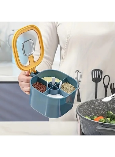 4-in-1 Large Capacity Spice Organizer Set with Lids and Spoons- Durable ABS Material, Perfect For Home Kitchen Organization, Salt Shaker, Combination, Kitchen Storage Solution, Modern Kitchenware, Durable Plastic.