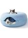 Cat Tunnel Bed, Cat Tunnel, Indoor Cat Hideout, Donut Cat Bed, Universal for All Seasons Cat Condo and Cat Cave (24 in * 24 in* 11 in) (Blue)