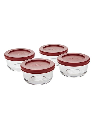 4-Piece-1C Rnd Food Stor W/Red Lid Vp-(91553Ahg18Tk)