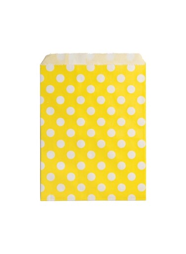 Paper Cookie Bags 7x5 Inch Pack of 100 Yellow Rectangle Greaseproof Polka-Dot Paper Treat Bags with Open-Top, Cookie Bags with Seal for Baked Goods, Snacks, Bagel, Sandwich