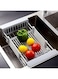 XBLDS Retractable Dish Drainer Kitchen Drainer Stainless Steel Retractable Sink Rack Telescopic Drain Basket with Adjustable Armrest, Adjustable Stainless Steel Sink Rack for Storage (Grey)