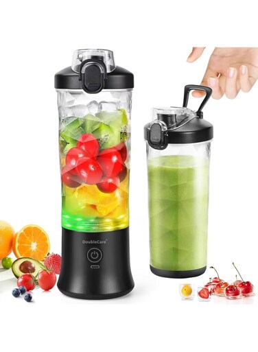 DoubleCare 20 Oz Portable Blender 600ML,4000mAh Electric Juicer for Shakes and Smoothies, 270W Motor Smoothie Blender with BPA-Free &amp; IP67 Waterproof, USB Fresh Juice Blender with 2 Mixing Modes