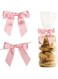 Pink Twist Tie Bows for Treat Bags 3.5" Pre-Tied Pink Bows Baby Pink Satin Ribbon Bows for Gift Wrapping Premade Bows for Crafts, Party Favors, Wedding, Baby Shower Decorations (50 Pack)