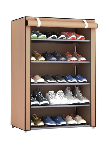 Fabric Shoe Organizer Brown 60x30x90cm