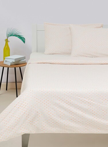 Duvet Cover Set - With 1 Duvet Cover 160X200 Cm And 2 Pillow Cover 50X75 Cm - For Double Size Mattress - 100% Cotton Water Colour Ogee Percale - 144 Thread Count Cotton Coral