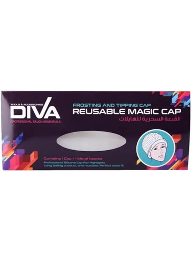 Diva Frosting and Tipping Cap with Metal Needle for Hair Coloring and Highlighting, Easy Application Tool, Durable Plastic, Flexible Design, Ideal for DIY and Professional Use