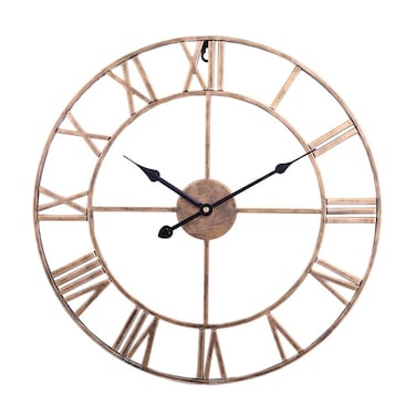 50cm Retro Living Room Iron Round Roman Numeral Mute Decorative Wall Clock &ndash; Vintage Gold (50 cm)