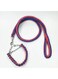 Multi-Color Waterproof Handmade Nylon Dog Leash and Collar Set, Adjustable D-Ring, Soft and Comfortable, Metal Hook and Chain, Firm Handle, for Small to Medium Dogs (Red and Blue, Small)