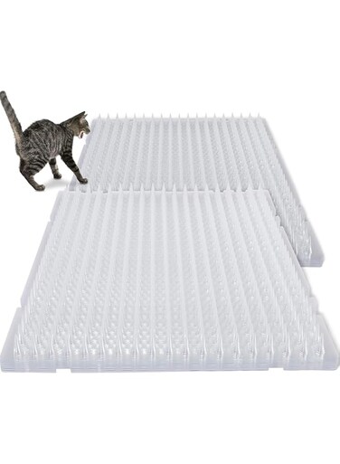 Nuanchu 12 Pieces Clear Spiked Cat Repellent Mats for Outdoor Garden Window Sofa (Big Spikes, 16 X 13 Inches)