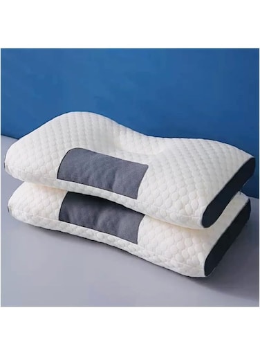 1pc Memory Foam Knitted Cotton Thin Neck Memory Foam Pillow, Pain Relief With Cervical Neck Protection, Sleep Massage Pillow Core, Contoured Support Pillows for Side Back Stomach Sleepers