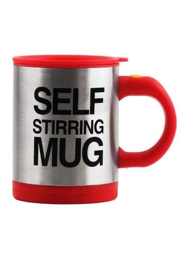 Plus One Self Stirring Mug Silver/Red