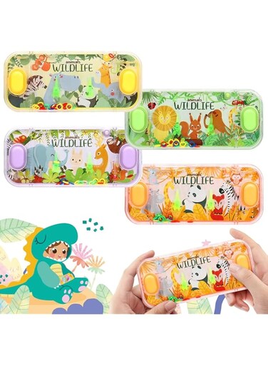 Azonee Handheld Water Game, 4 Packs Animal Theme Water Ring Toss Handheld Game Party Favor Water Games for Kids Handheld Stocking Stuffers