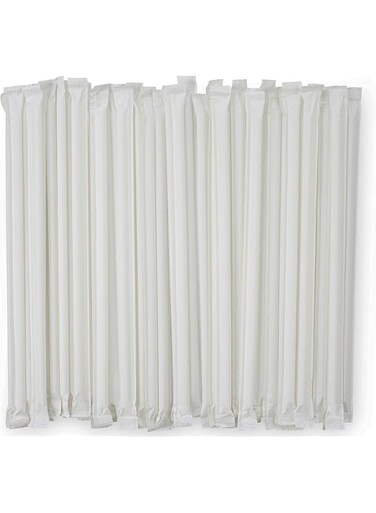Ybaier Disposable Biodegradable Paper Straws, White Paper Straws, Individually Wrapped 500 Pack, 19.7 cm Drinking Straw, BPA Free, Restaurant Style Disposable Straws 6mm Wide, Bulk Set (White)