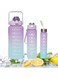 Water Bottles Pack of 3   With Handle Time Markings   BPA Free Non-Toxic Unstoppable Hydration   Straw &amp; lock   leakproof for Gym Fitness Sports 2000ml+900ml+500ml (LEVENDER SAPHIRE)