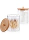 Elvyagod Bathroom Jars Qtip Holder, 2 Pack Apothecary Jars, Acrylic Cotton Ball Holder, Bathroom Canisters with Lids for Cotton Swab Cotton Brush
