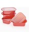 Yubiso 3pcs plastic storage with lid - 20cm x 15cm x 100cm Pink - Pack of 2
