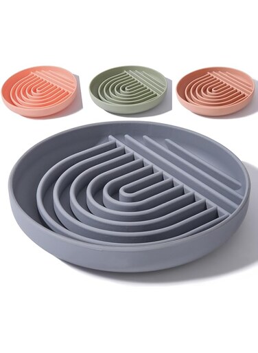 Taki Taki Paws Silicone Slow Feeder Dog Bowl - Improve Digestion - Reduce Gulping, Bloat &amp; Vomiting - Stop Fast Eating - Non Slip and Dishwasher Safe - for All Breed (Charcoal)