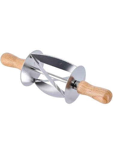 Royalford croissant roller cutter - stainless steel perfect shaped pastry dough rolling knife, kitchen baking tool Silver RF10735