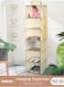 6-Tier Hanging Shelf Closet Organizer with 2 Side Pockets, Storage Box Collapsible Shelves Hanging Closet for Clothes, Socks, Underwear, Hat, Jeans, Towel, Sweater, in Bedroom, Dorm College Room