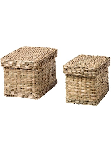 TML Lurpassa Storage Box With Lid, Set Of 2, Seagrass